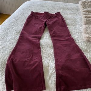 Maroon corduroy flare legged pants